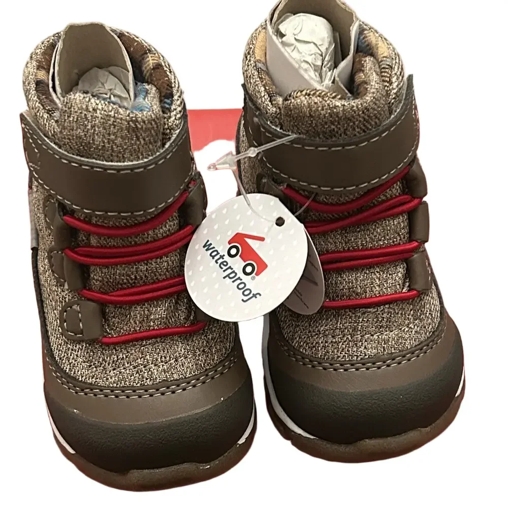 See Kai Run Brown and Red waterproof &insulated winter boots for little kids 4